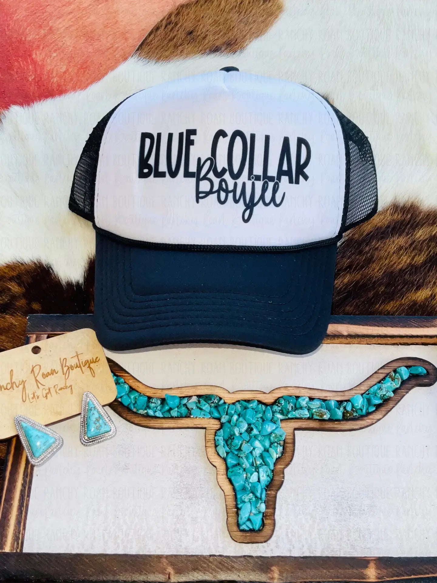 Blue Collar Boujee Western Trucker Hat