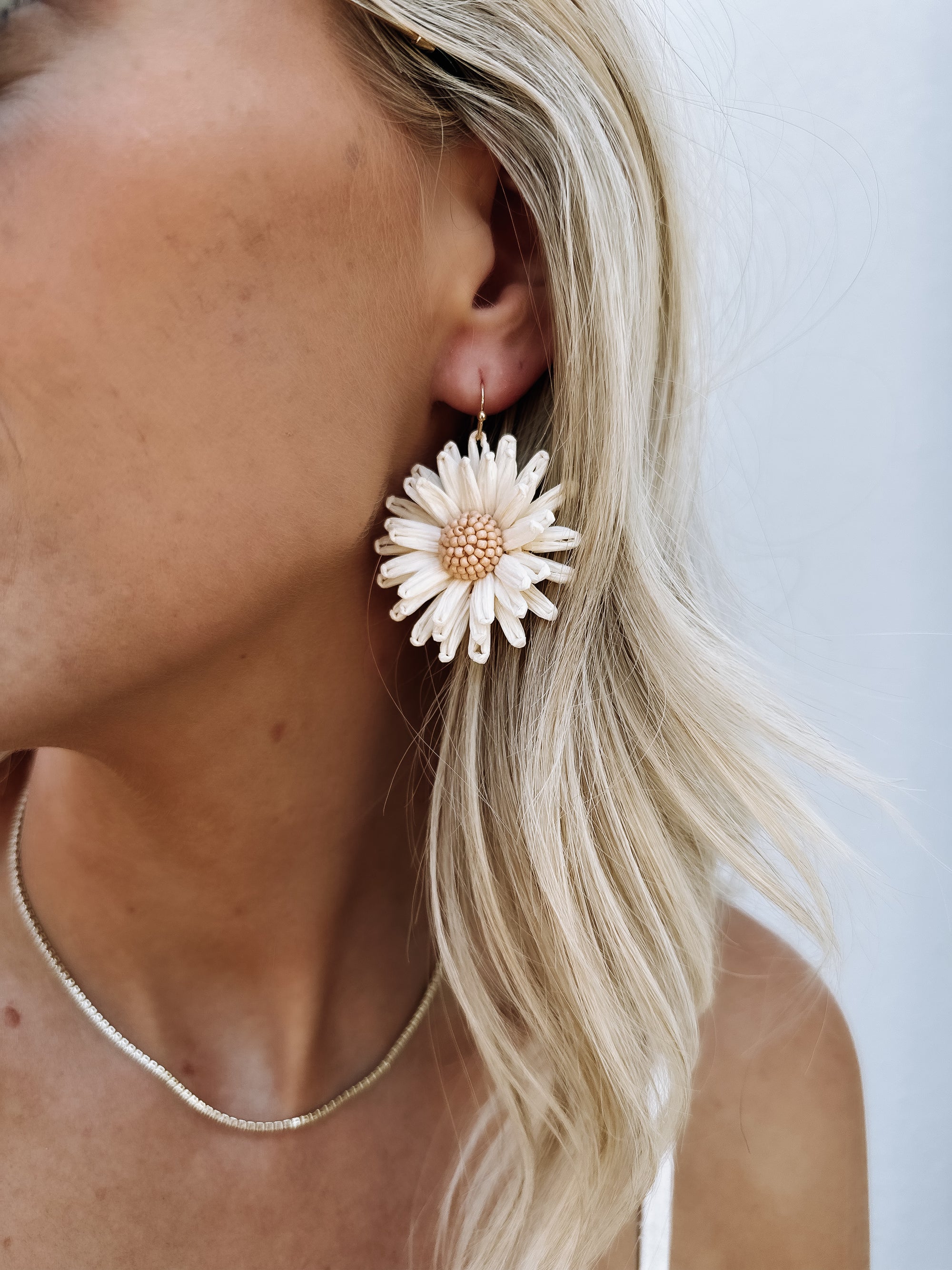 Flower Burst Drop Earrings - Ivory
