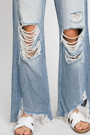Hanna Distressed High Rise Rigid Vintage Cropped Flare Jean
