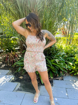 That's Why I'm Here Floral Smocked Romper