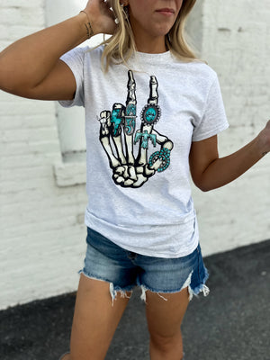 Cowgirl Skeleton Hand Graphic Tee