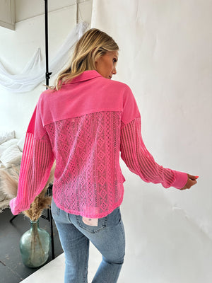 Cherish The Journey Lace Knit Shacket