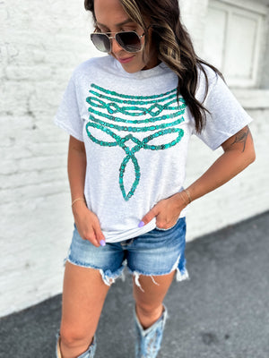 Turquoise Western Boot Stitch Graphic Tee