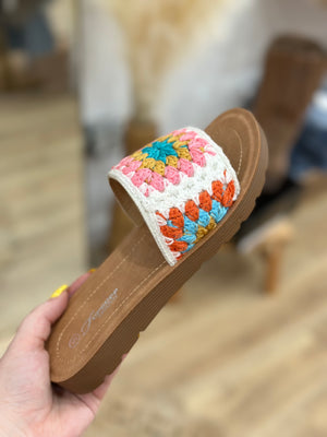 Summer Vibes Crochet Knit Sandals - White