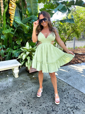 Be A Sweetheart Cutout Mini Dress - Apple Green