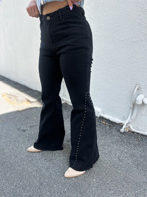Feel Happiness Again Studded Bell Bottoms