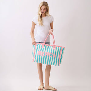 Beach Frayed Summer Tote Bag - Teal