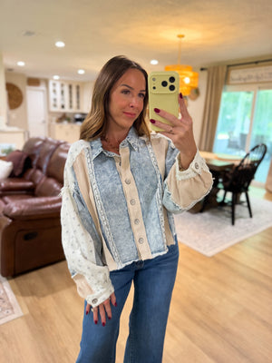 Florence Denim Patchwork Long Sleeve Top