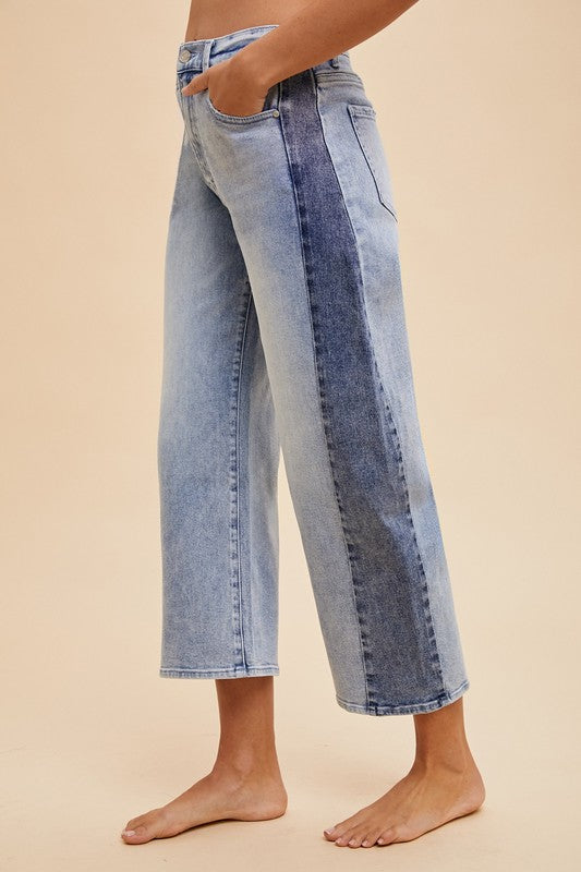 Parker Two Tone Barrel Cropped Jeans