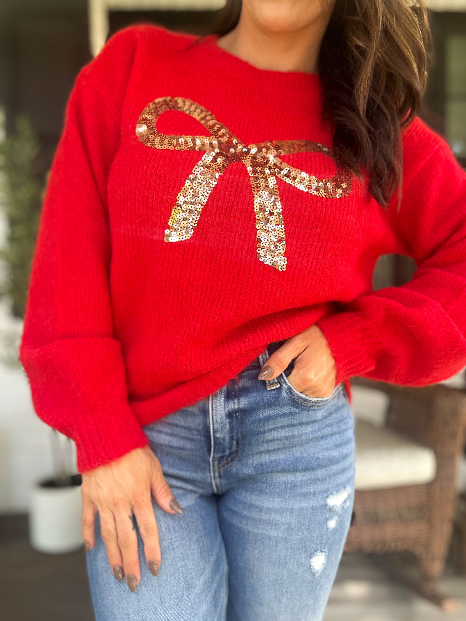 Annaliese Red Sequin Sweater
