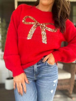 Annaliese Red Sequin Sweater