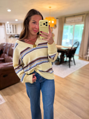 Angie Striped VNeck Sweater