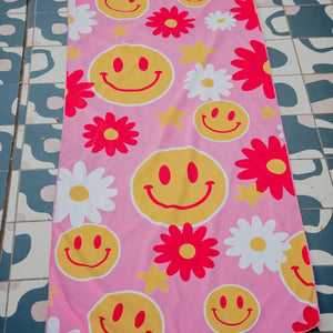 Red Flower Happy Face Travel Quick Dry Towel