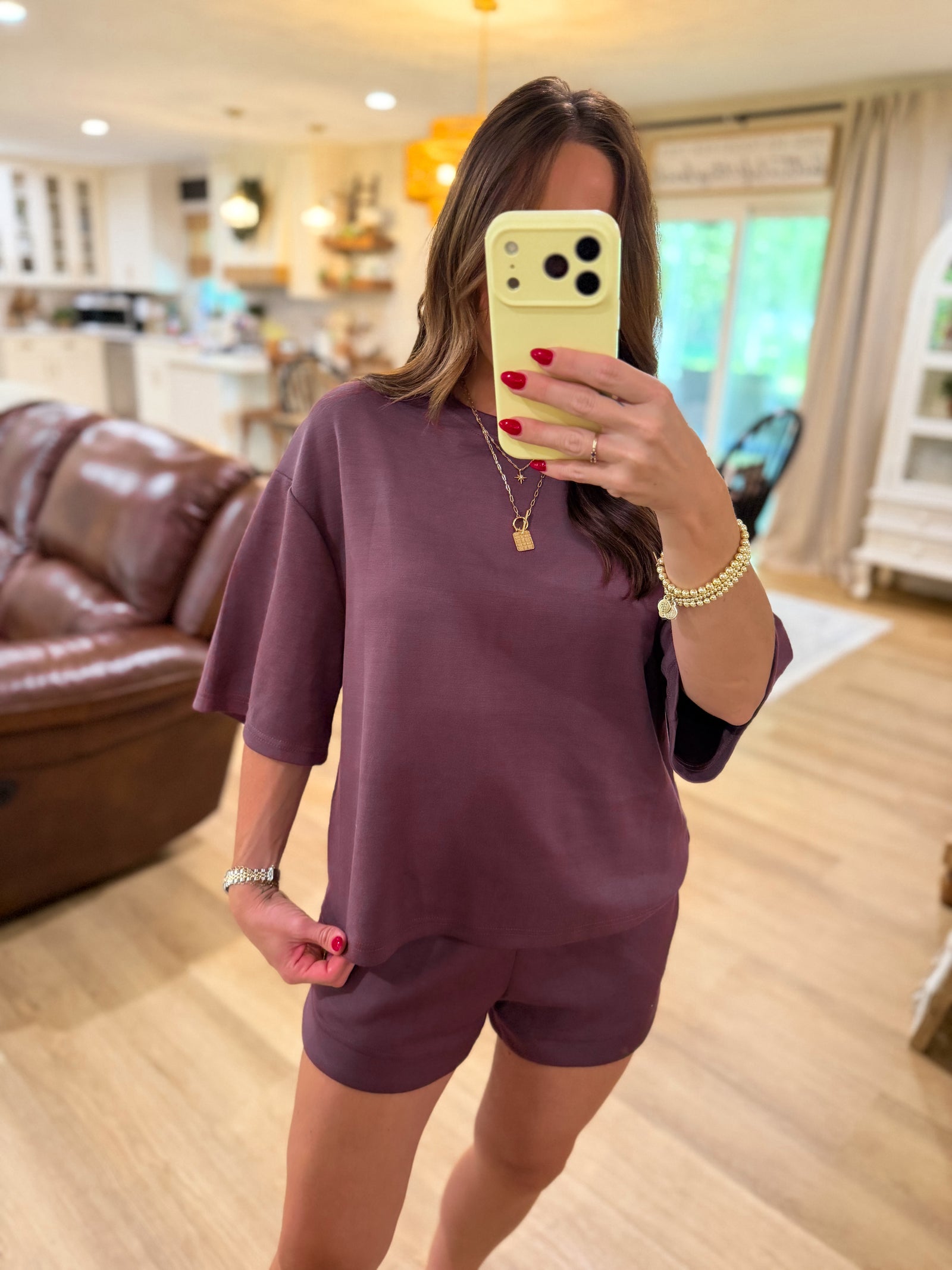 Callum Scuba Oversized Top - Plum
