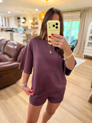Callum Scuba Oversized Top - Plum