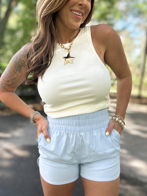 Local Girl High Waisted Volley Shorts- Periwinkle