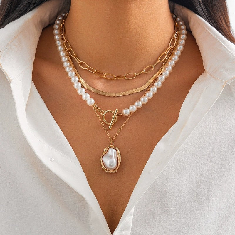 Mother Of Pearl Layered Charm Necklace