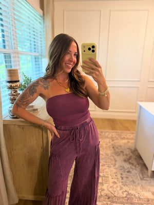 Nothing Compares Double Lined Strapless Top - Plum