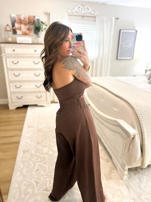 Everlie Strapless Jumpsuit - Brown