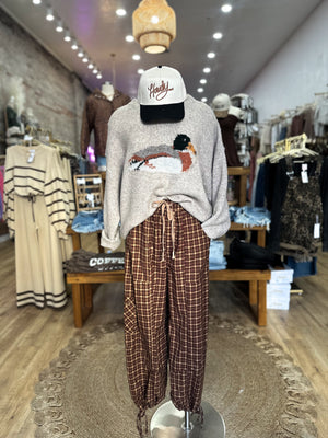 Piper Checkered Jogger Tie Hem Pants