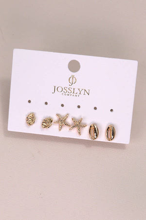 Trio Stud Seashell Earrings