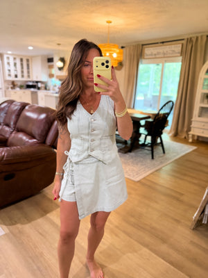 Kennedy Acid Washed Stripe Mini Skort