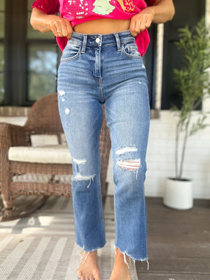 Aurora High Rise Crop Kicked Flare Jeans