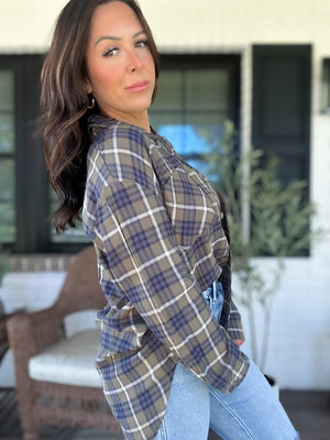 Can't Live Without You Flannel Top- Olive