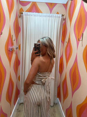 Goldie Striped Linen Barrel Pants