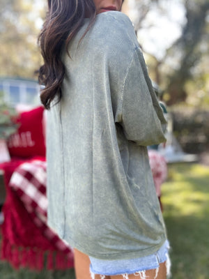 DOORBUSTER - Remi Ribbed Dolman Top - Ash Jade