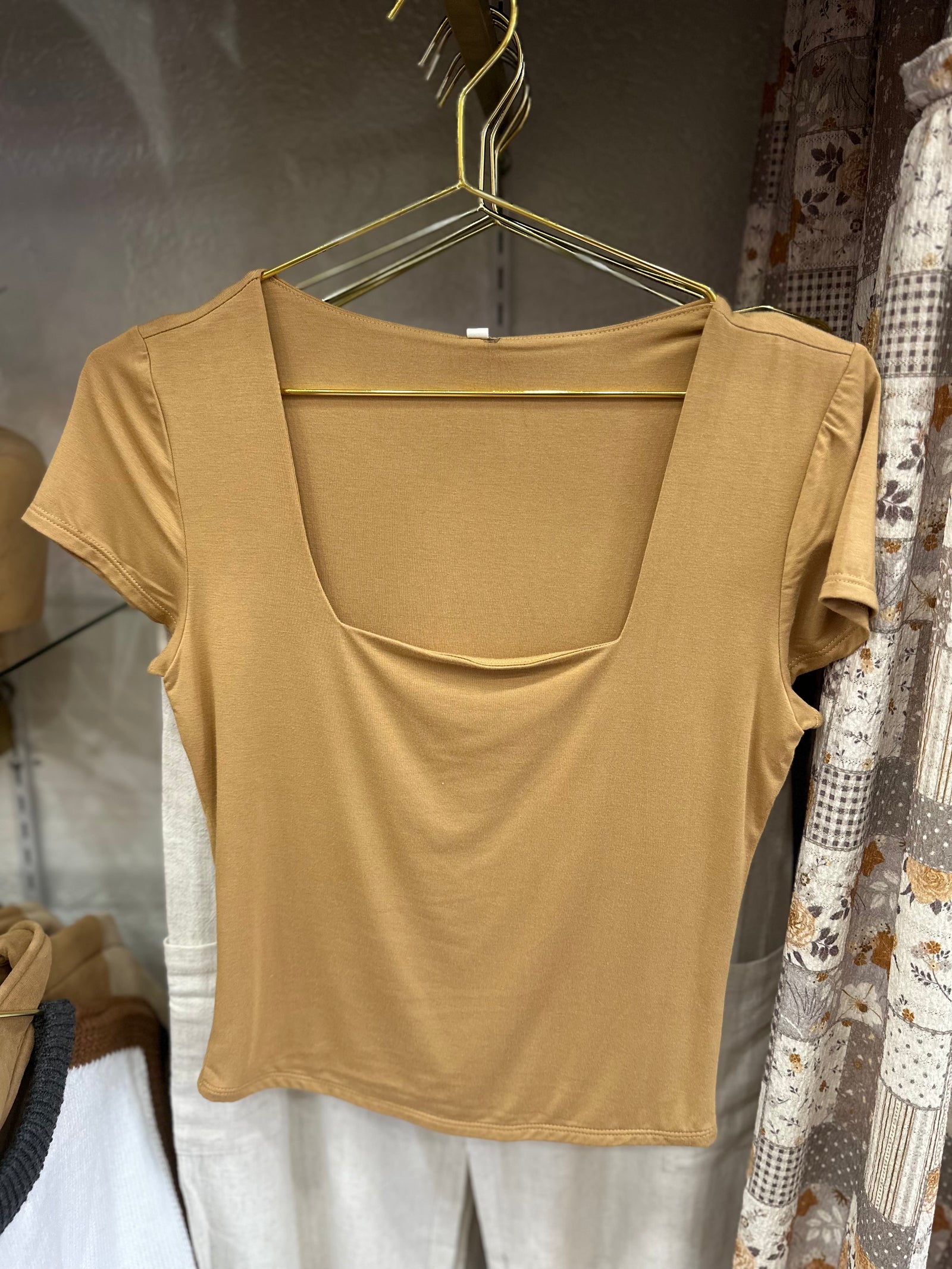 Cut To The Chase Square Neckline Top - Golden