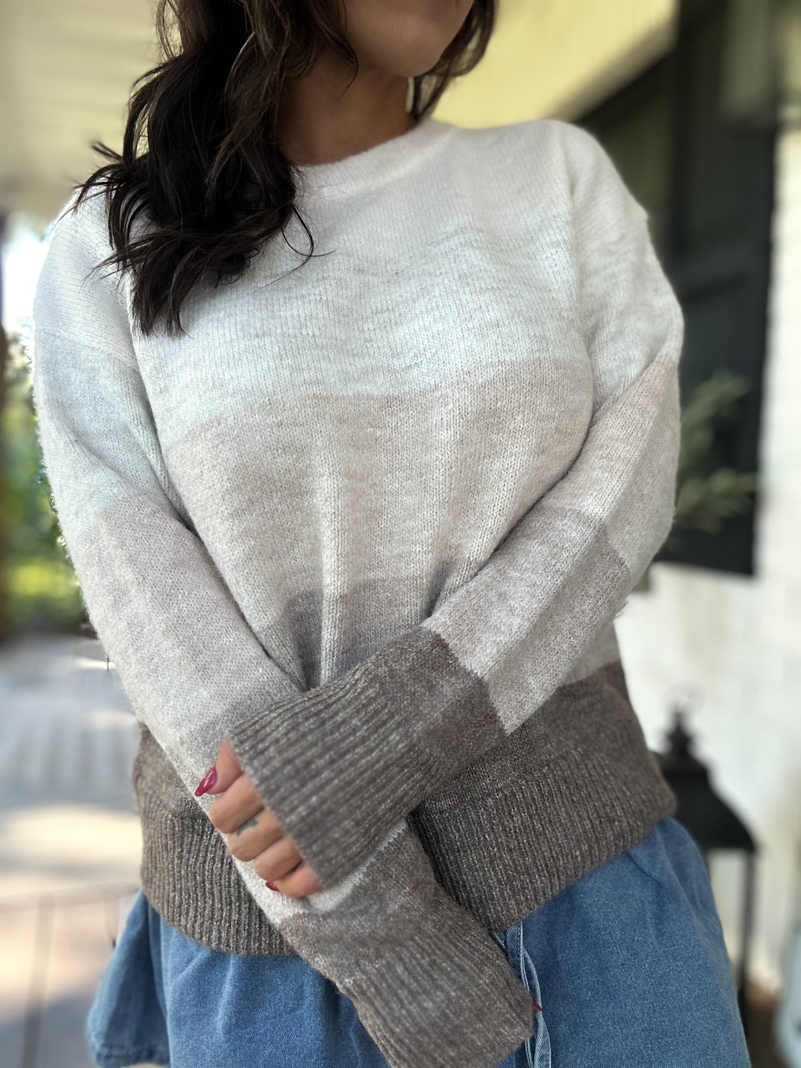 Kennedy Jane Striped Mocha Sweater