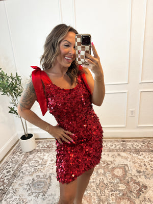 Champagne Problems Sequin Mini Dress - Red
