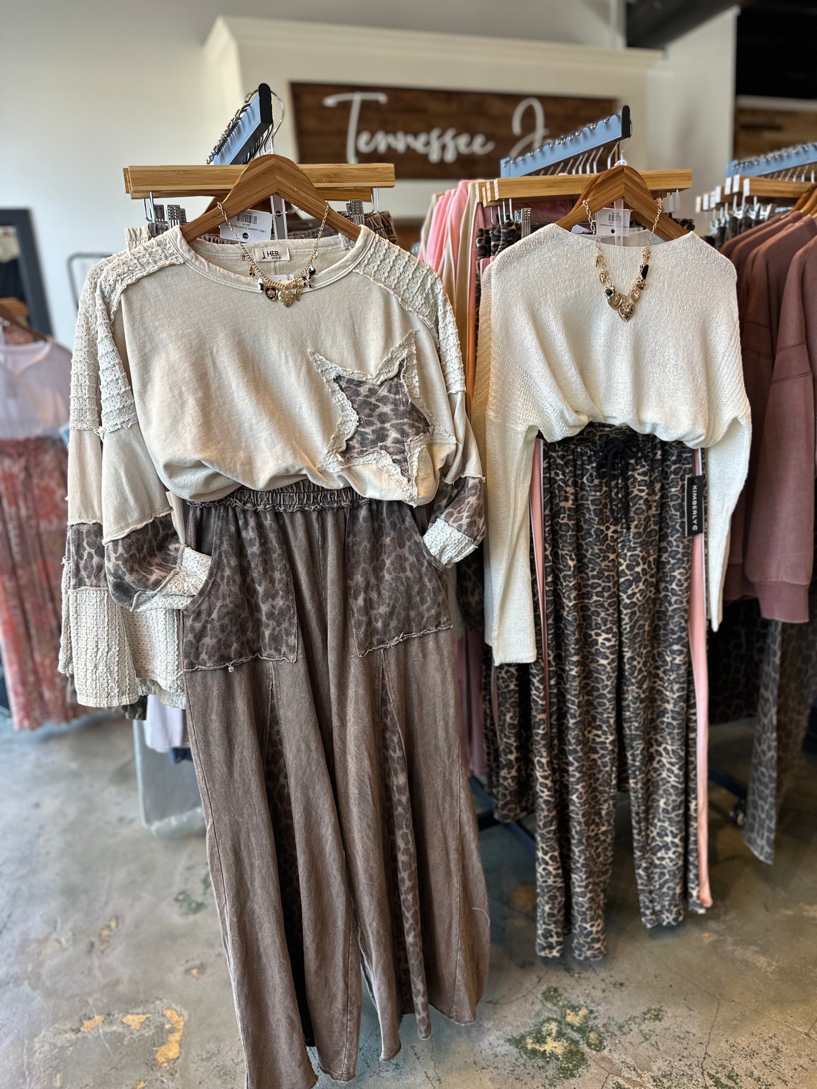 Lori Vintage Washed Leopard Star Patched Top