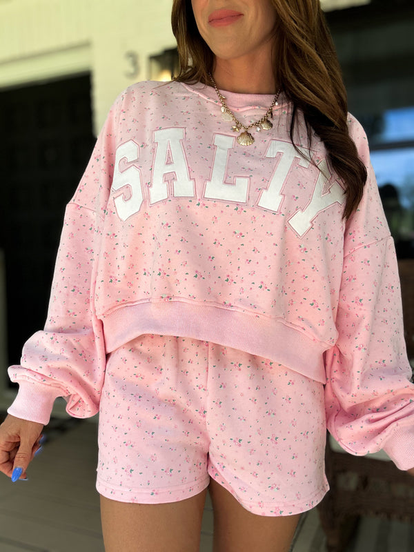 Living In Sunshine Floral Salty Crewneck - Pink - Tennessee Jane