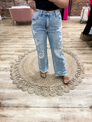 Lillian Destroyed High Rise Rigid Vintage Flare Jeans