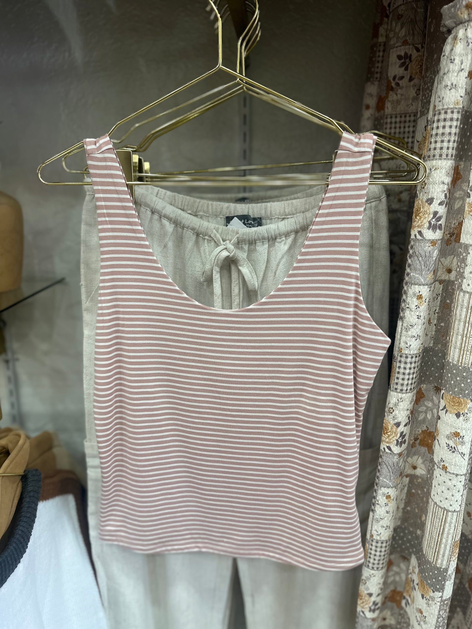Isabelle Ultra Soft Striped Tank - Mauve