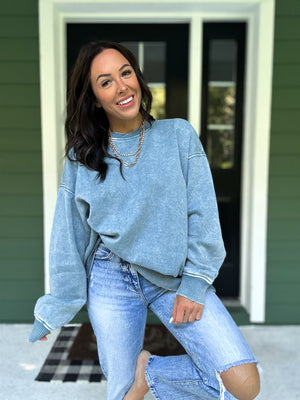 Lennon Acid Wash Oversized Fleece Pullover