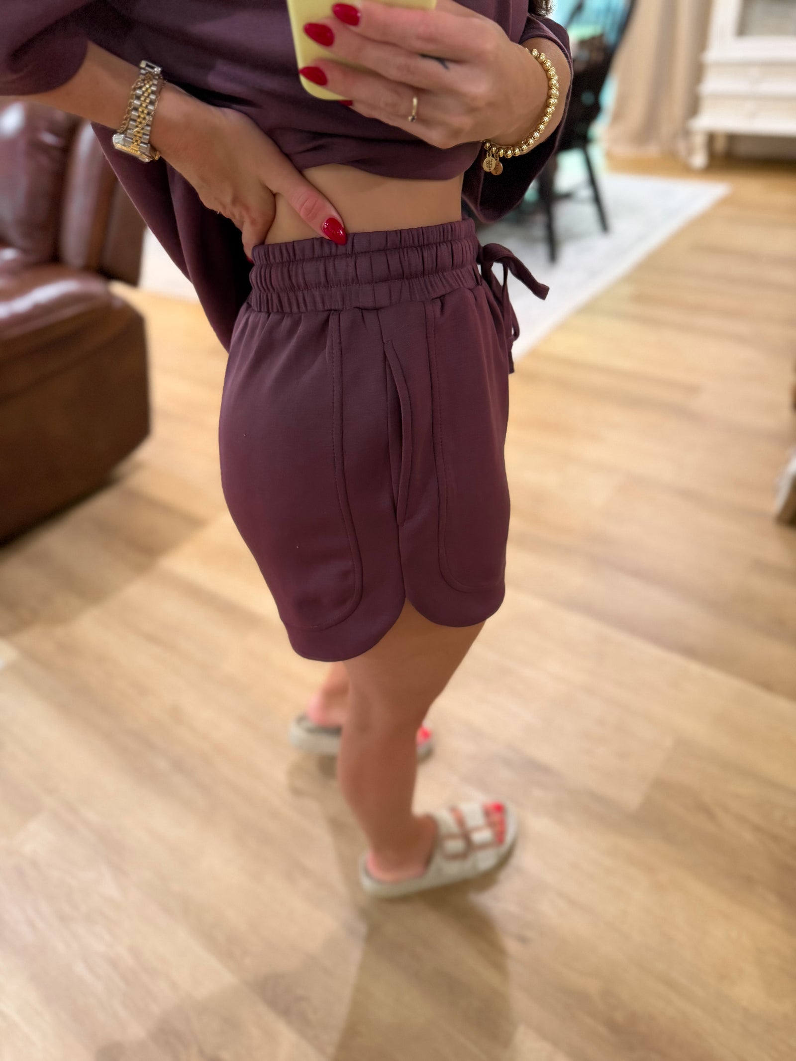 Callum Scuba Drawsting Shorts - Plum