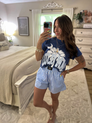 LuluMac Palmetto Tree Tee - China Blue