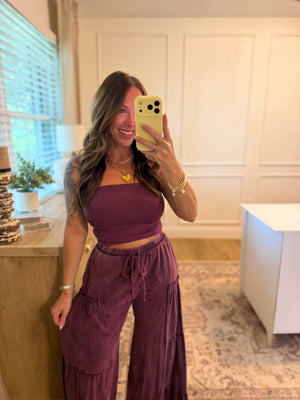 Nothing Compares Double Lined Strapless Top - Plum