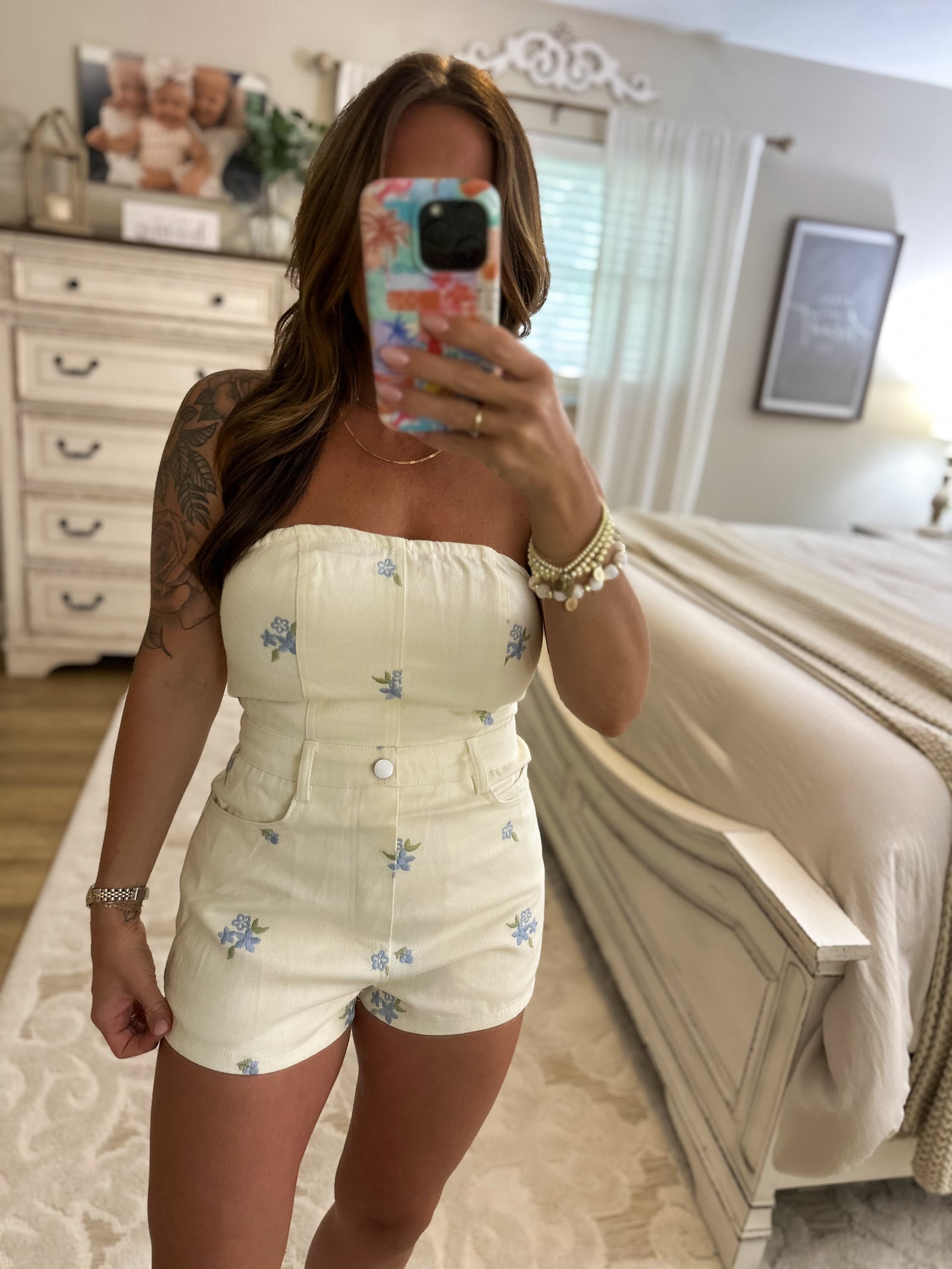 Carter Floral Embroidered Romper