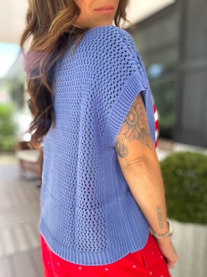 Raised On Freedom Open Stitch Sweater Top