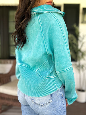 Remi Acid Washed Half Zip Fleece - TEN COLORS