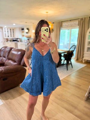 Camden Denim Flare Romper - Dark Denim