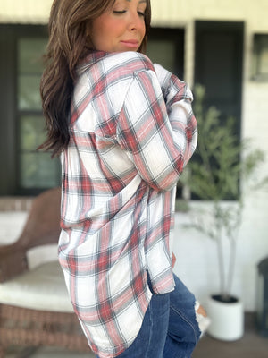 Can't Live Without You Flannel Top- Red and Ash Black