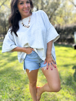 DOORBUSTER - Karli Side Slit Top - Gray