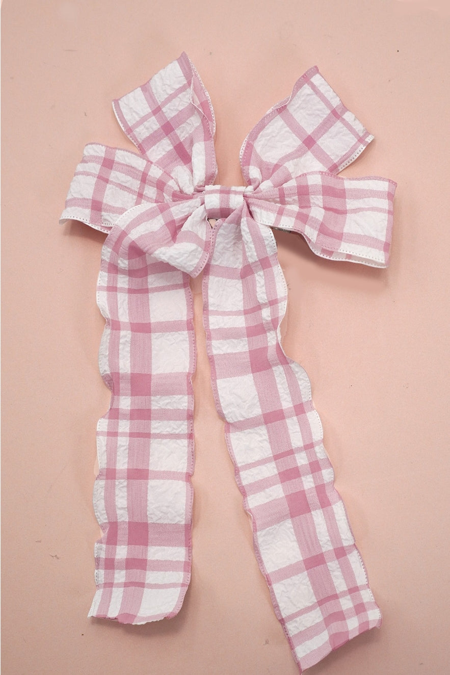 Pretty Textured Plaid Bow Ribbon