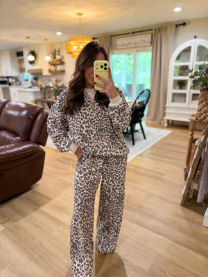 Lizzy Leopard Wide Leg Lounge Pants