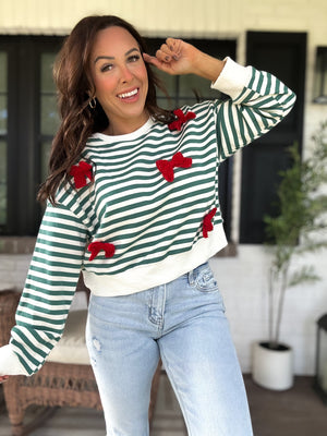 Everly Striped Bow Sweater
